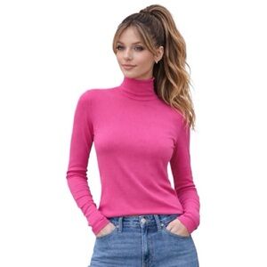 010 NWT GAP Vibrant Pink Ribbed Turtleneck Top
